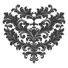 Obraz premium Silhouette Hearth shape Baroque ornament with filigree floral element black color only