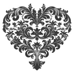 Obraz premium Silhouette Hearth shape Baroque ornament with filigree floral element black color only