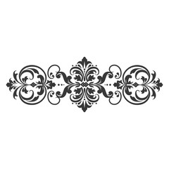 Silhouette horizontal line divider with Baroque ornament black color only