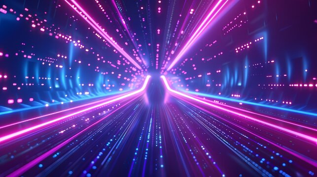 A vibrant journey through a neon digital tunnel