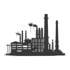 Obraz premium Silhouette industrial building factory black color only