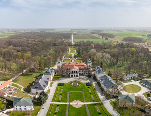 Kozlowka, Poland, Museum in the Kozlowka Zamoyskich. A park full of flowers, Palace garden in the...