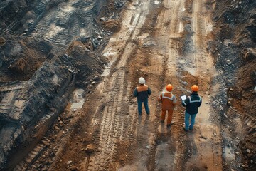 Modern Development Project: Drone View of Team Analyzing Construction Progress