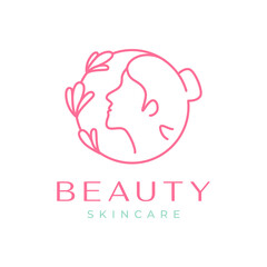 face women skincare beauty treatment line simple minimal logo design vector