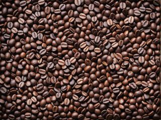 Fototapeta premium Coffee Craving: Aromatic Bean Backdrop. Roasted Coffee Beans in a Textured Symphony. generative AI