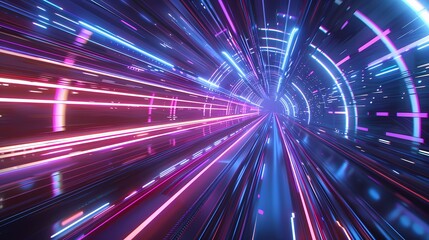 Blazing through a neon lit data tunnel at hyper speed