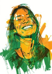 Vibrant Portrait of a Smiling Woman for Social Media Generative AI