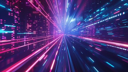 Hyperspeed light travel through a digital tunnel