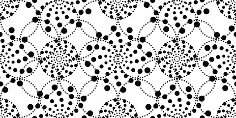 Dot circles, seamless pattern. Vector illustration.