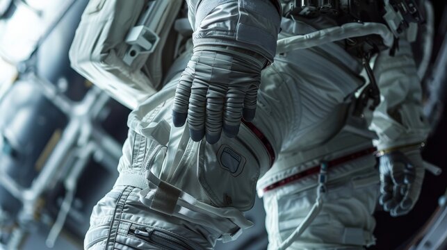Astronaut in spacesuit preparing to go on spacewalk - Powered by Adobe