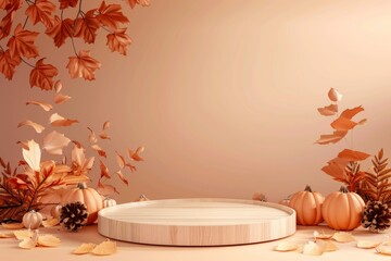 Table Covered With Pumpkins and Leaves