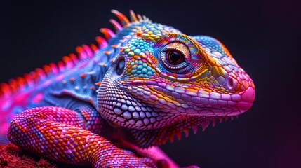 Obraz premium Neon Reptiles Lizards: Images of lizards bathed in neon light