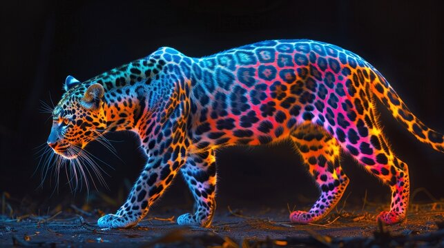 Neon Wildlife Leopards: Striking images of neon-lit leopards