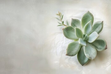 Macro Abstract Texture of a 'Graptoveria' Succulent Rosette on a White Paper Background