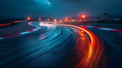 Racing Tracks Night Race: A photo capturing the excitement of a night race on empty tracks