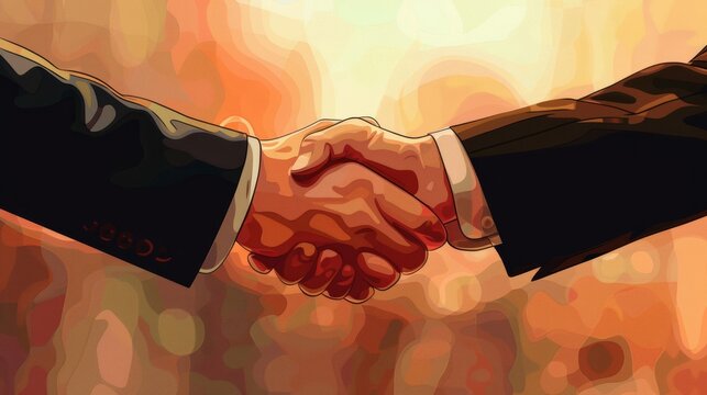 Two people shaking hands firmly over a business meeting hyper realistic and natural colors 