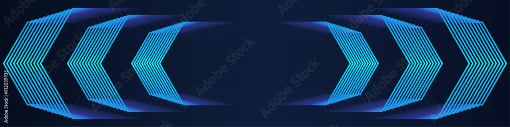 Aufkleber Abstract futuristic 3d background with blue hexagons line pattern. Technology abstract background with glowing geometric lines.
