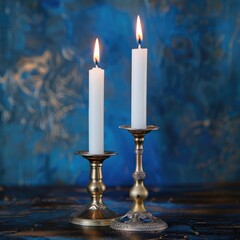 Shemini Atzeret: Two Candles Representing the Celebratory Harvest Holiday of Judaism