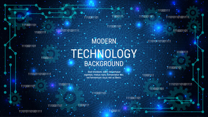 Obraz premium Modern technology style vector background. Design for presentation, slideshow, landing page, flyer, banner, card, booklet