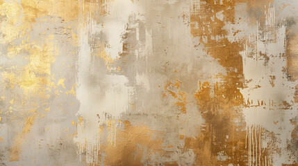 Art modern oil and acrylic smear blot canvas painting wall. Abstract texture gold, bronze, beige and white color stain brushstroke texture background.