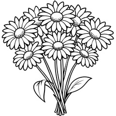 Daisy flower outline coloring book page line art drawing vector illustration for children and adults