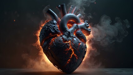 Fiery Heart: Mystical Illumination Amidst Darkness.
Symbolizing burning pains in the heart.