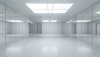 Fototapeta premium empty white ballet class with mirrow walls and ballet barre