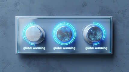 A light switch with the off position labeled global warming as a stark reminder of the consequences