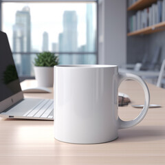 Obraz premium mug of coffee on a work desk