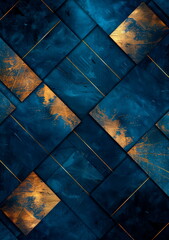 Elegant gold and dark blue theme exquisite dark blue background with gold lettering and geometric patterns