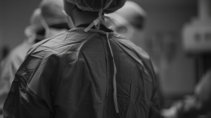 Fototapeta premium Simple yet stylish shot of a patients torso in charcoal gray, conveying a sense of calm and efficiency in patient care