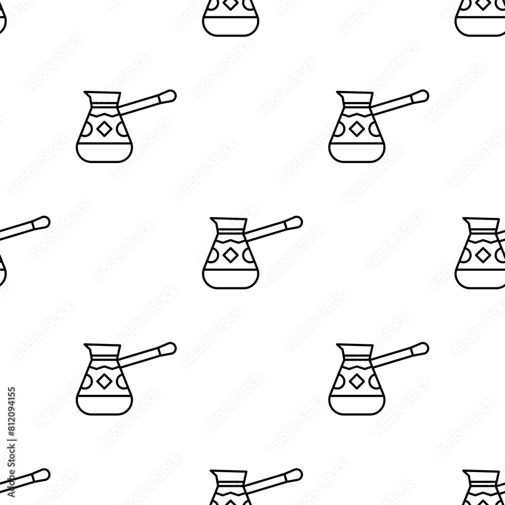 Wall mural Turkish coffee pot seamless pattern. Cezve.