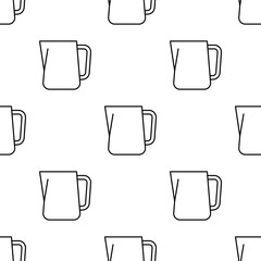 Barista pitcher, milk jug seamless pattern. Frothing pitchers.