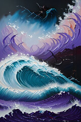 AI, magical sea with oil paints and demons