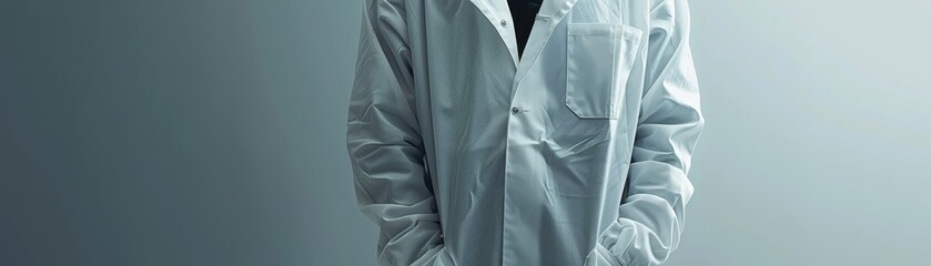 Simple yet powerful shot of a doctors torso in a white gown, conveying a sense of calm and expertise