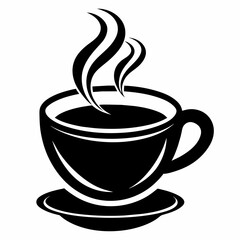A cup of coffee vector silhouette on white background  