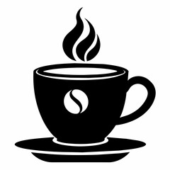 A cup of coffee vector silhouette on white background  