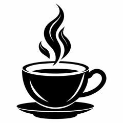 A cup of coffee vector silhouette on white background  