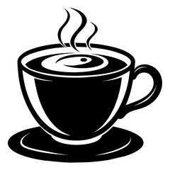 A cup of coffee vector silhouette on white background  