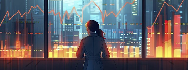 Promotional illustration for financial services highlighting advanced chart analysis capabilities.