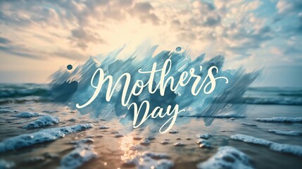 Mother's Day Greeting Over Ocean Waves at Sunset