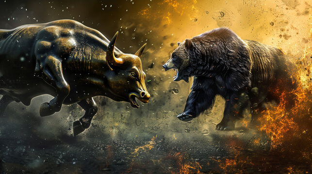 Two bears are fighting in the dirt