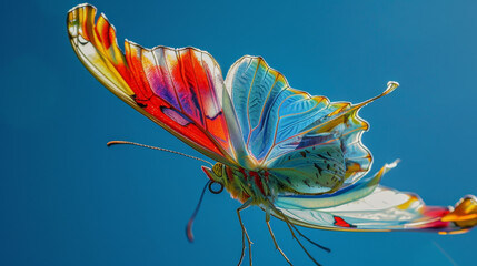 A butterfly with its wings spread out in the air