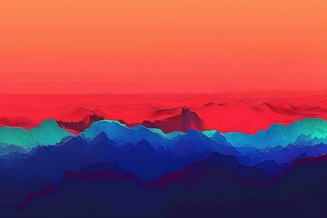 Colorful mountains background,  Digital art painting,   rendering