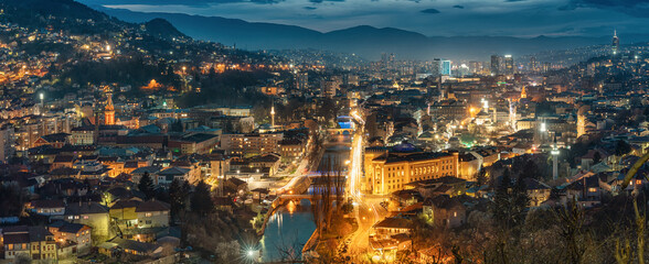As twilight descends, Sarajevo's Muslim heritage shines through its historic streets, a testament...