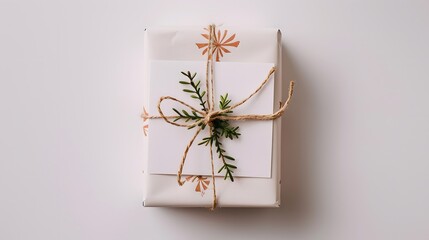 joy of receiving a heartfelt gift with a high-resolution photo of a beautifully wrapped box topped with a decorative card, standing out against a clean white background.