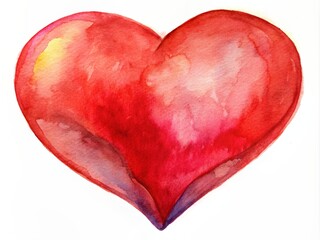 Heart shape watercolor painting. Heart Red pink colors watercolor. Heart, romantic love symbol. Love emotion. Valentine's day celebration. Happiness design. Hand drawn style. Heart on white background