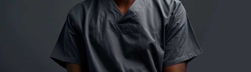 Crisp image of a healthcare professional s torso in green scrubs, symbolizing care and medical expertise