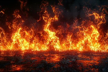 Illustration of flames on black background, high quality, high resolution