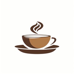 Obraz premium Logo cup with tea and saucer on a white background, simple and flat design.